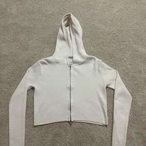 Brandy Melville Cream Zip-Up Sweater